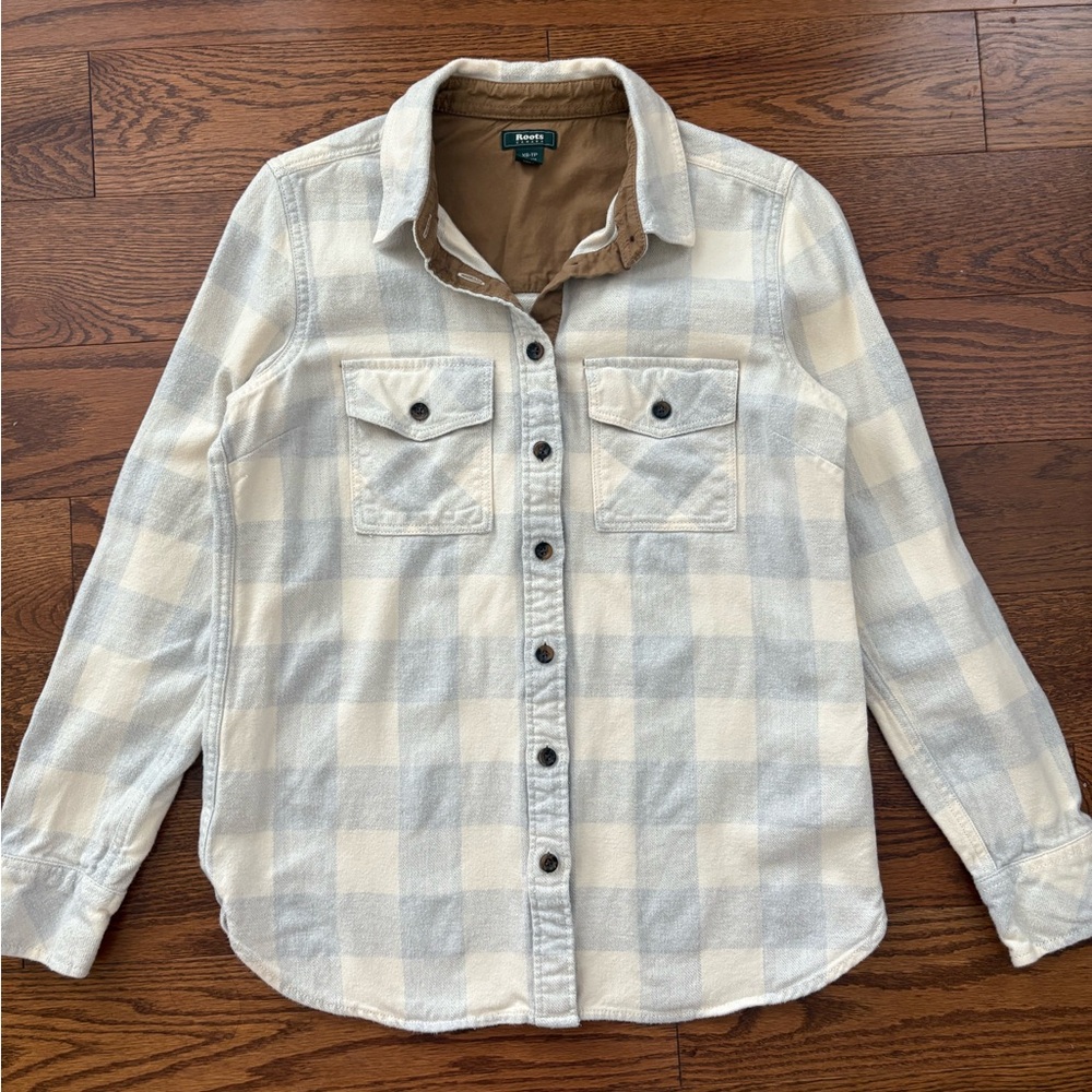 Classic Roots Cream Park Plaid Flannel Shirt 100% cotton